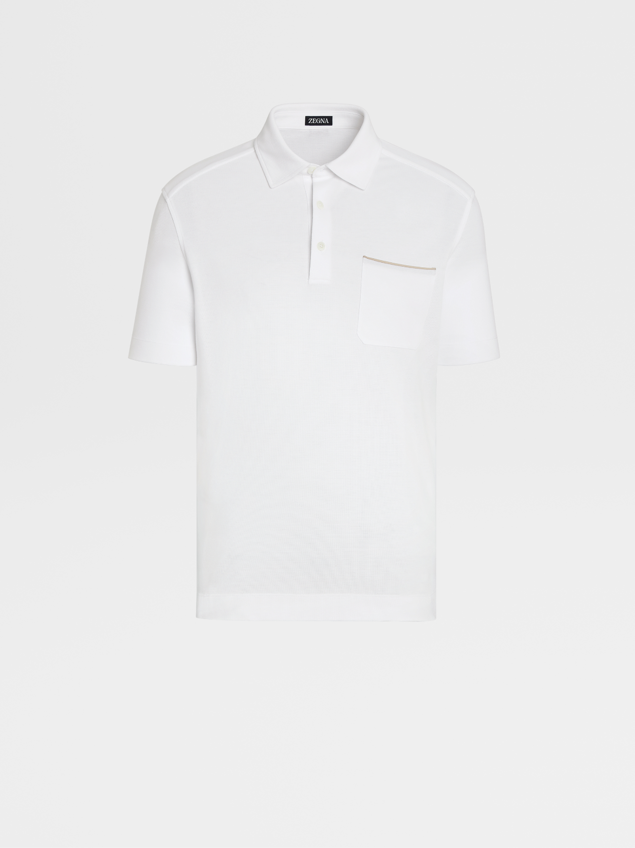 White Cotton Piquet Short-sleeve Polo